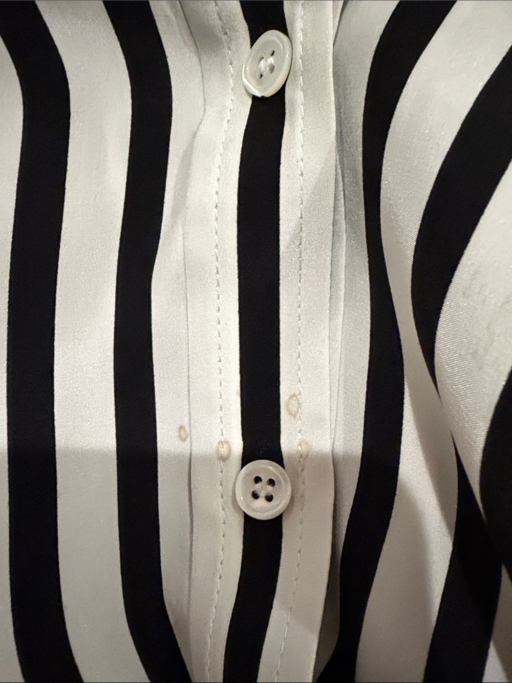 FRAME Black and White Striped 100% silk Button-Down Blouse - Picture 4 of 4